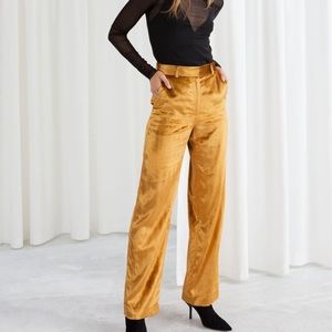 & Other Stories Gold Velvet Trousers